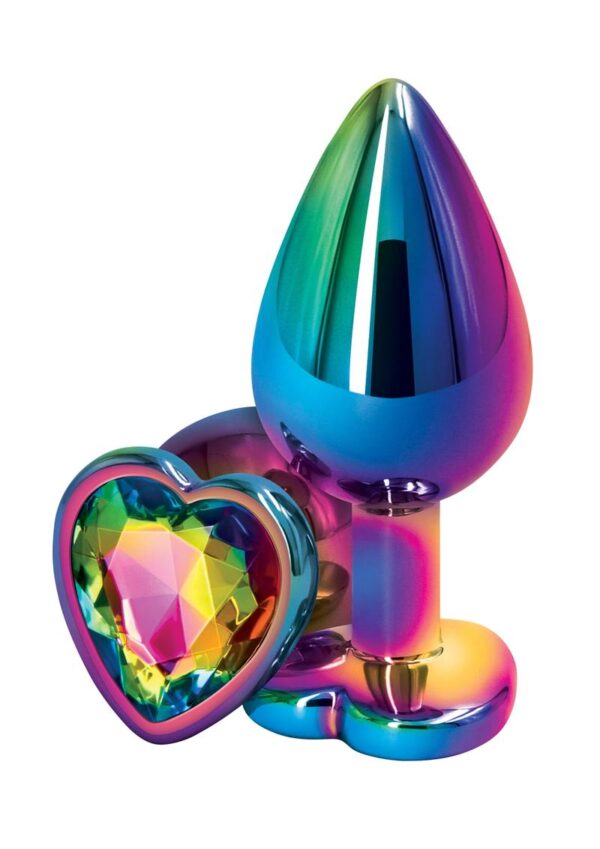 Rear Assets Multicolor Heart Anal Plug - Medium - Rainbow - Image 2