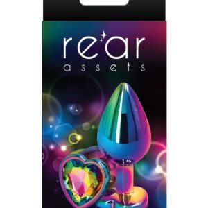 Rear Assets Multicolor Heart Anal Plug - Medium - Rainbow