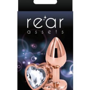 Rear Assets Rose Gold Heart Anal Plug - Small - Clear