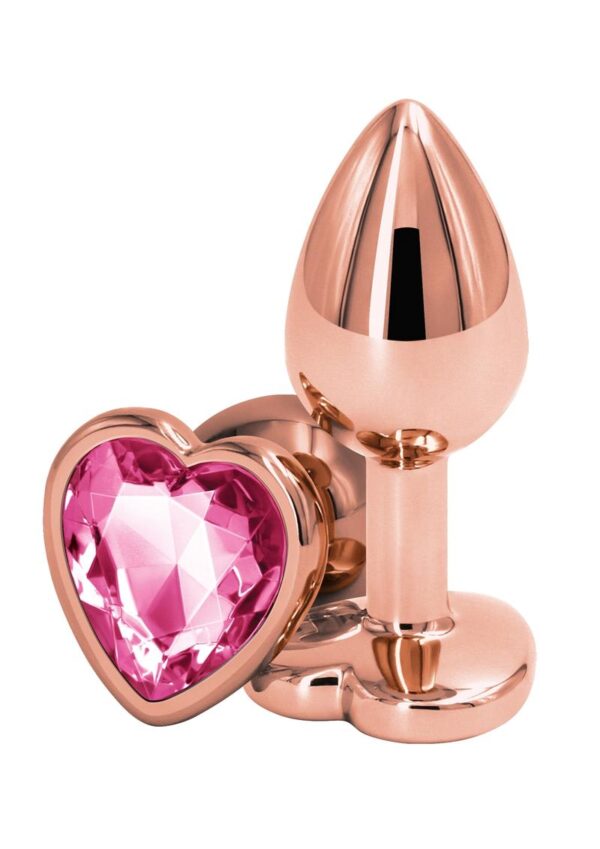 Rear Assets Rose Gold Heart Anal Plug - Small - Pink - Image 2