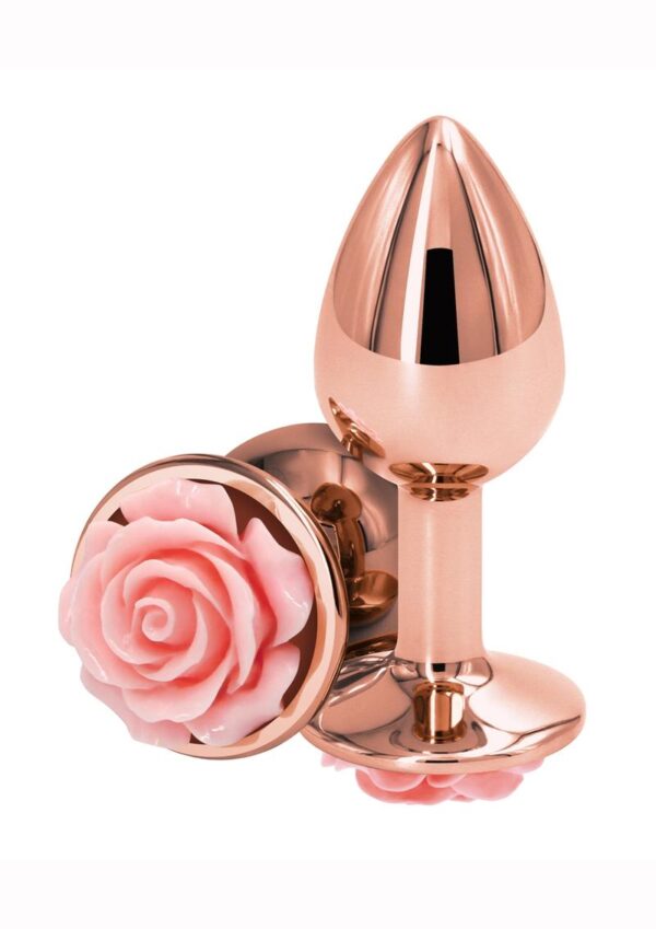 Rear Assets Rose Aluminum Anal Plug - Small - Pink/Rose Gold - Image 2