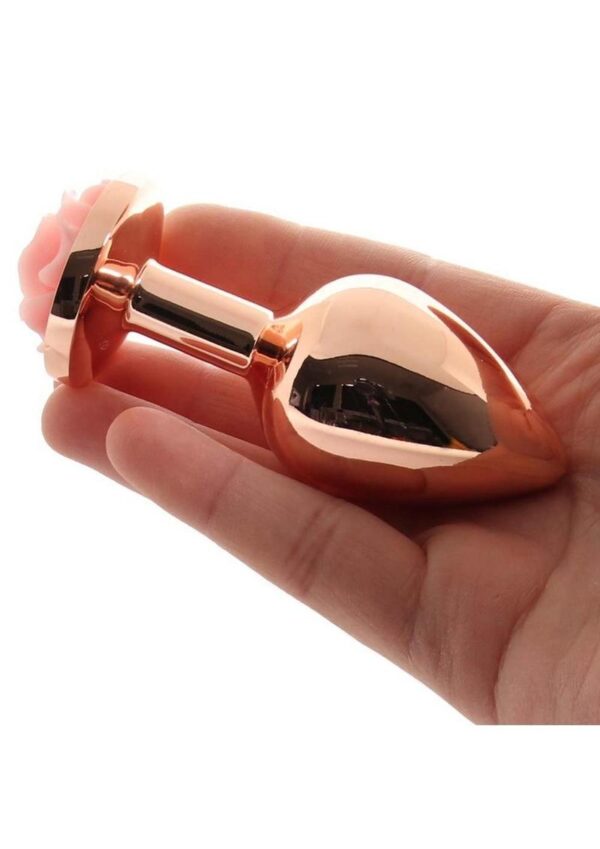 Rear Assets Rose Aluminum Anal Plug - Medium - Pink/Rose Gold - Image 3