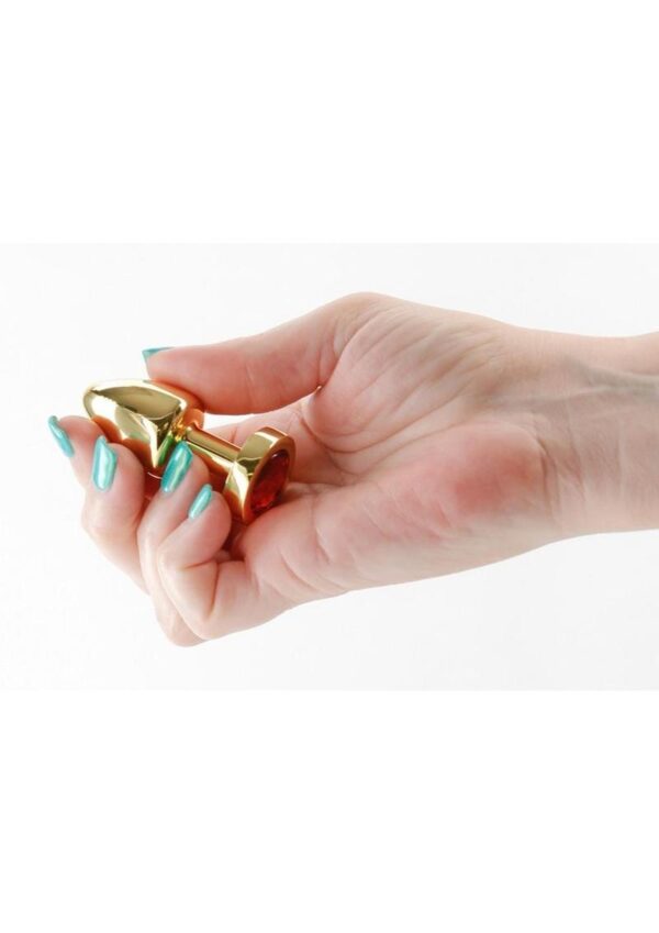 Rear Assets Aluminum Anal Plug - Petite - Gold/Red - Image 3
