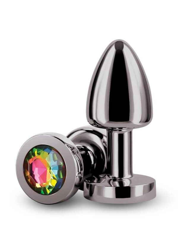 Rear Assets Aluminum Anal Plug - Petite - Gunmetal/Rainbow - Image 2
