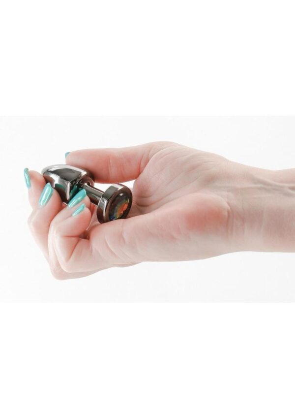 Rear Assets Aluminum Anal Plug - Petite - Gunmetal/Rainbow - Image 3