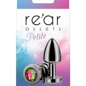 Rear Assets Aluminum Anal Plug - Petite - Gunmetal/Rainbow