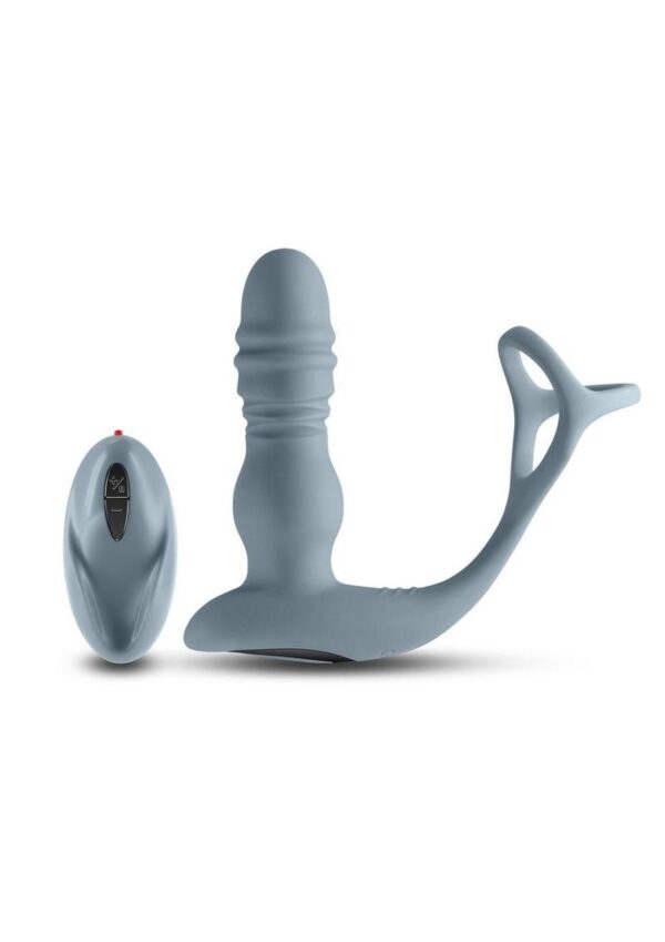 Renedage The Handyman Rechargeable Silicone Cock Ring and Prostate Massager with Remote Control - Gray - Image 2