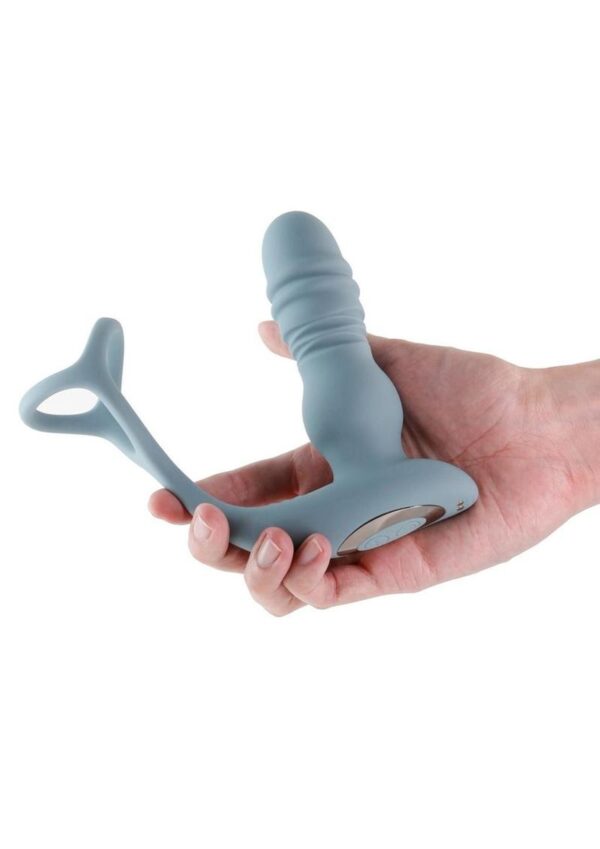Renedage The Handyman Rechargeable Silicone Cock Ring and Prostate Massager with Remote Control - Gray - Image 3