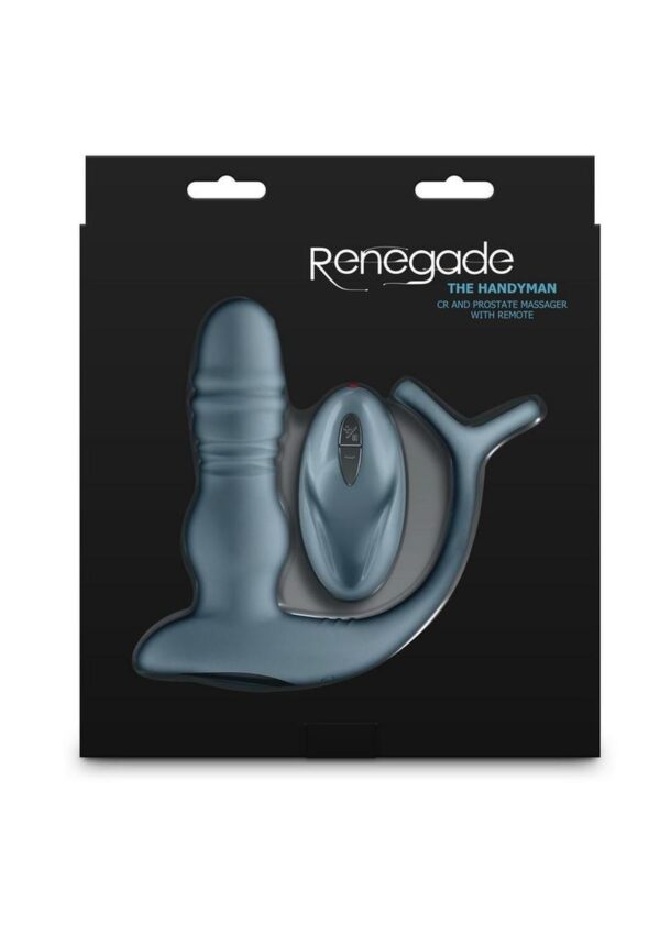 Renedage The Handyman Rechargeable Silicone Cock Ring and Prostate Massager with Remote Control - Gray - Image 4