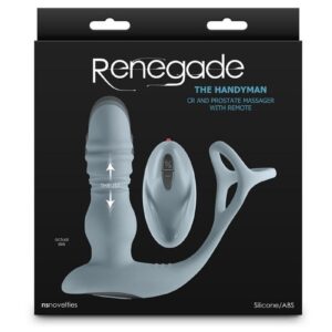 Renedage The Handyman Rechargeable Silicone Cock Ring and Prostate Massager with Remote Control - Gray