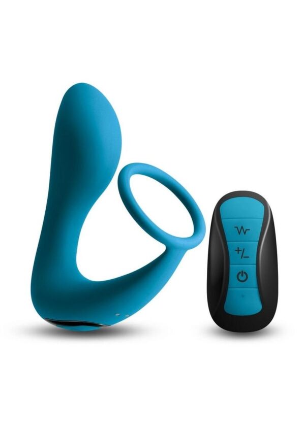 Renegade Slingshot II Rechargeable Silicone Cock Ring and Prostate Plug with Remote Control - Teal - Image 2