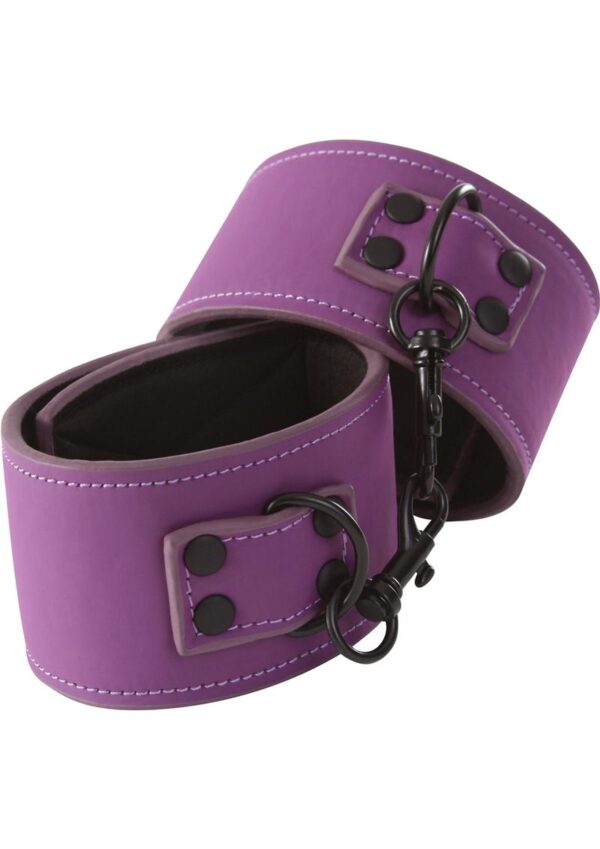 Lust Bondage Wrist Cuff - Purple - Image 2