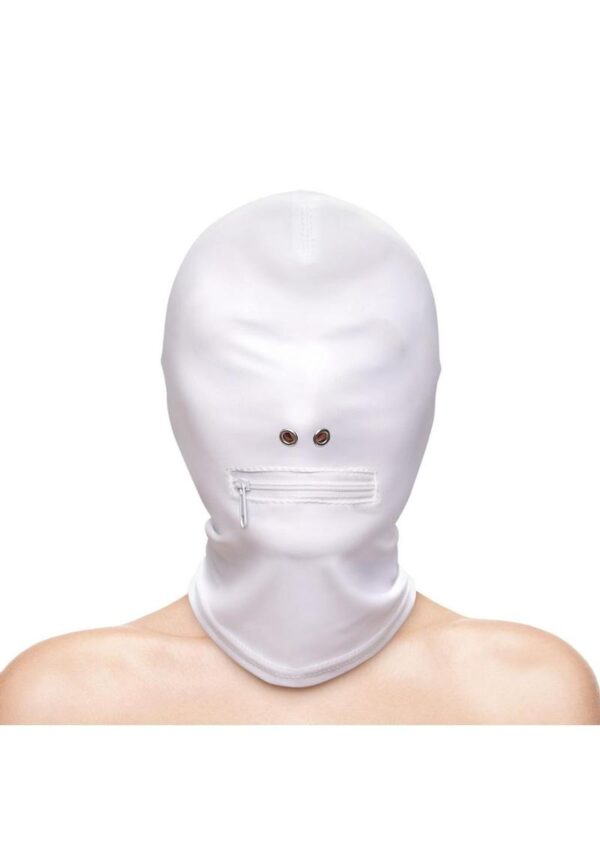 Fetish and Fashion Zippered Mouth Hood - White - Image 2