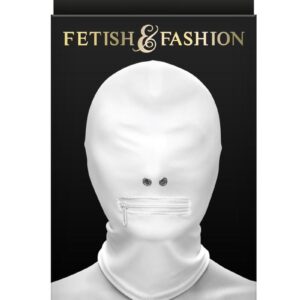 Fetish and Fashion Zippered Mouth Hood - White