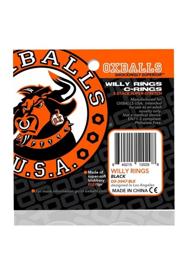 Oxballs Willy Rings Cock Ring (3 pack) - Black - Image 3