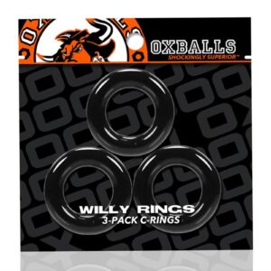 Oxballs Willy Rings Cock Ring (3 pack) - Black