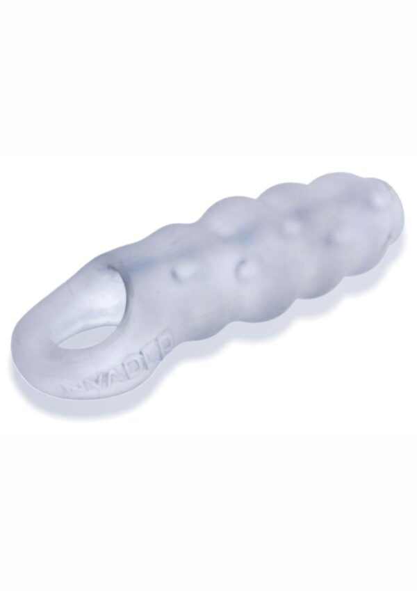 Invader Rippled Open-Ended Silicone Cocksheath Extender - Clear/Frost - Image 2