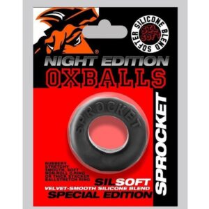 Oxballs Atomic Jock Sprocket Super Stretchy Cock Ring Night Edition - Black