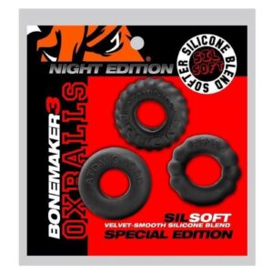 Bonemaker Cockrings Night Edition (3 Per Pack) - Black