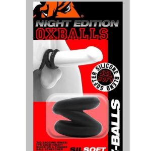Oxballs Atomic Jock Z-Balls Cock Ring and Ball Stretcher Night Edition - Black