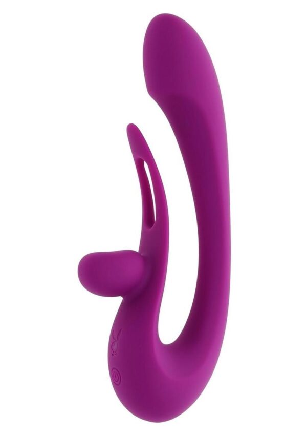 Playboy Cha Cha Slide Rechargeable Silicone Dual Vibrator - Purple - Image 2