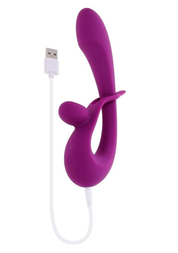 Playboy Cha Cha Slide Rechargeable Silicone Dual Vibrator - Purple - Image 4