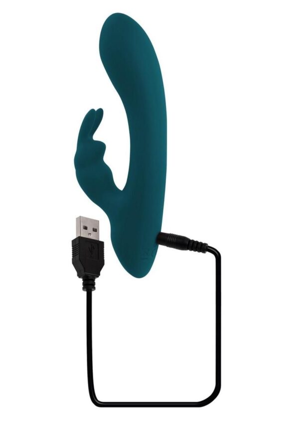Playboy Lil Rabbit Rechargeable Silicone Rabbit Vibrator - Teal - Image 4