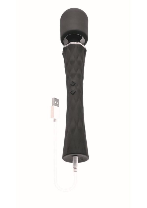 Playboy Royal Rechargeable Silicone Vibrating Massage Wand - Black - Image 4