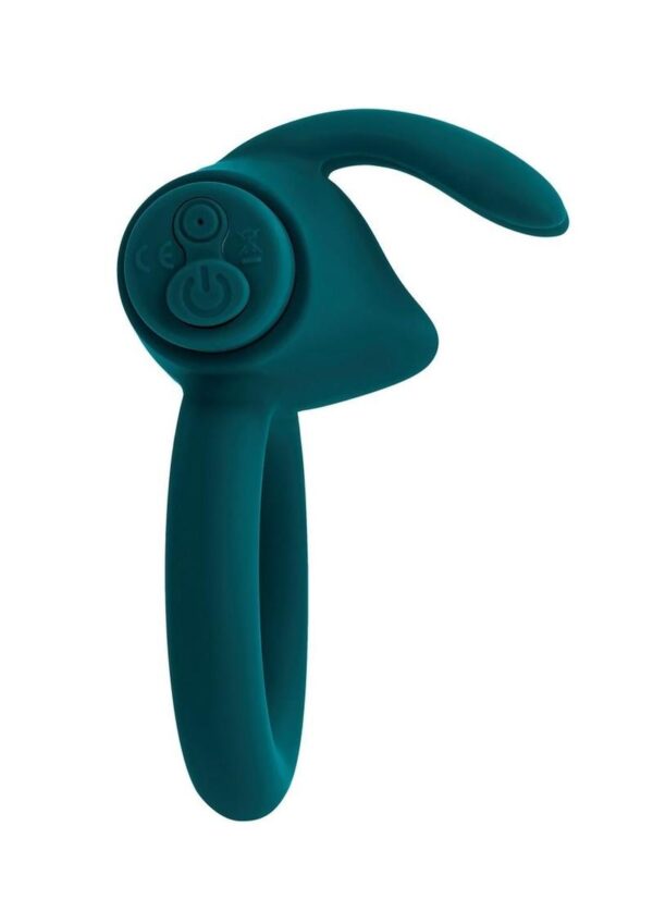 Playboy Bunny Buzzer Rechargeable Silicone Cock Ring - Teal - Image 3