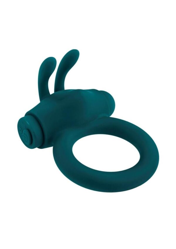 Playboy Bunny Buzzer Rechargeable Silicone Cock Ring - Teal - Image 4