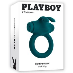 Playboy Bunny Buzzer Rechargeable Silicone Cock Ring - Teal
