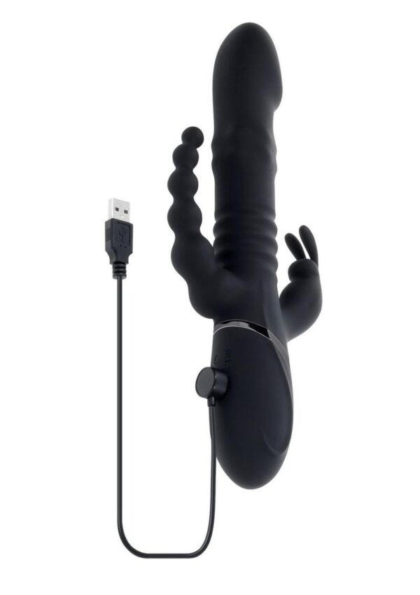 Playboy Big Bunny Energy Rechargeable Silicone Rabbit Vibrator - Black - Image 4