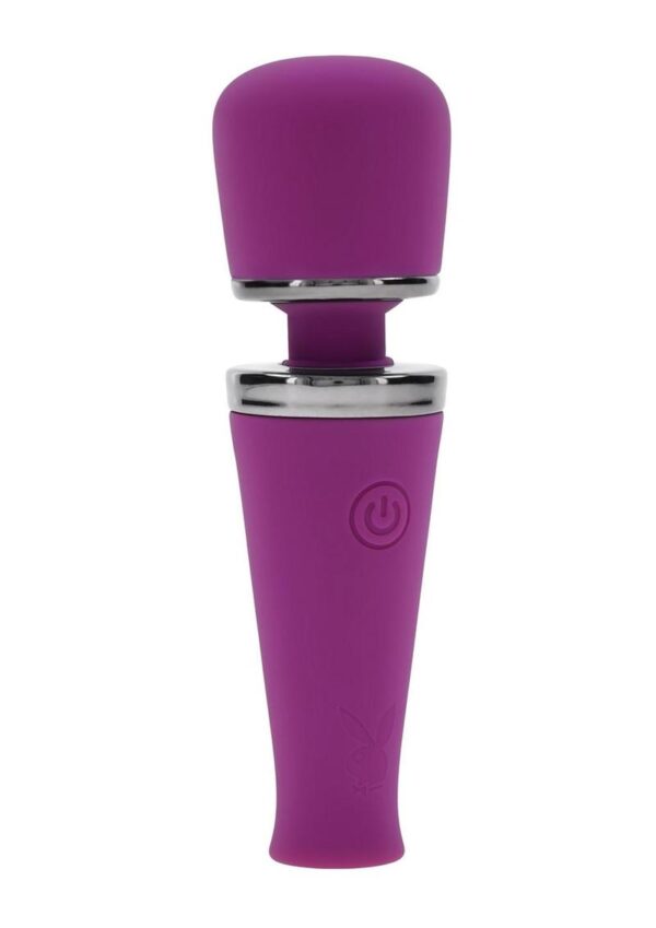 Playboy Mic Drop Rechargeable Silicone Wand - Purple - Image 2