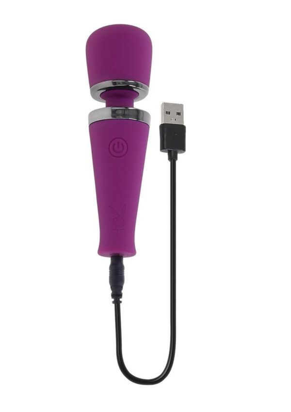 Playboy Mic Drop Rechargeable Silicone Wand - Purple - Image 4