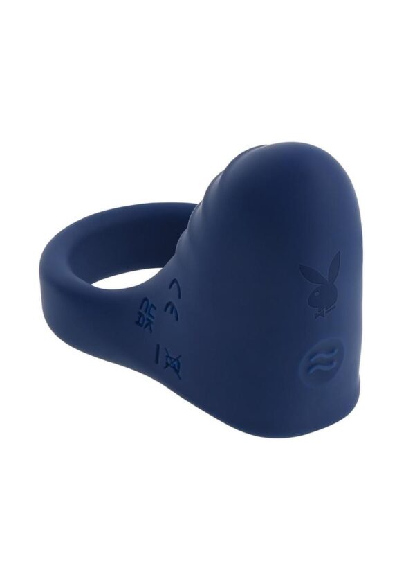 Playboy Pleasure Point Rechargeable Silicone Cock Ring - Blue - Image 2