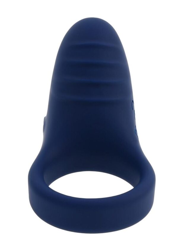Playboy Pleasure Point Rechargeable Silicone Cock Ring - Blue - Image 3