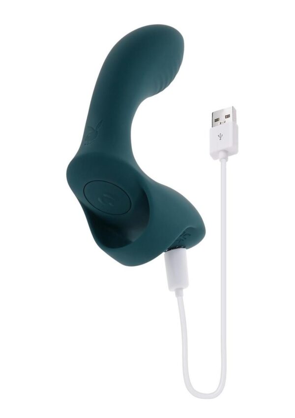 Playboy Wrapped Around Your Finger Silicone Rechargeable Finger Vibrator - Green - Image 4