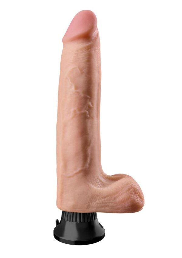 Real Feel Deluxe No. 10 Wallbanger Vibrating Dildo with Balls 10in - Vanilla - Image 2