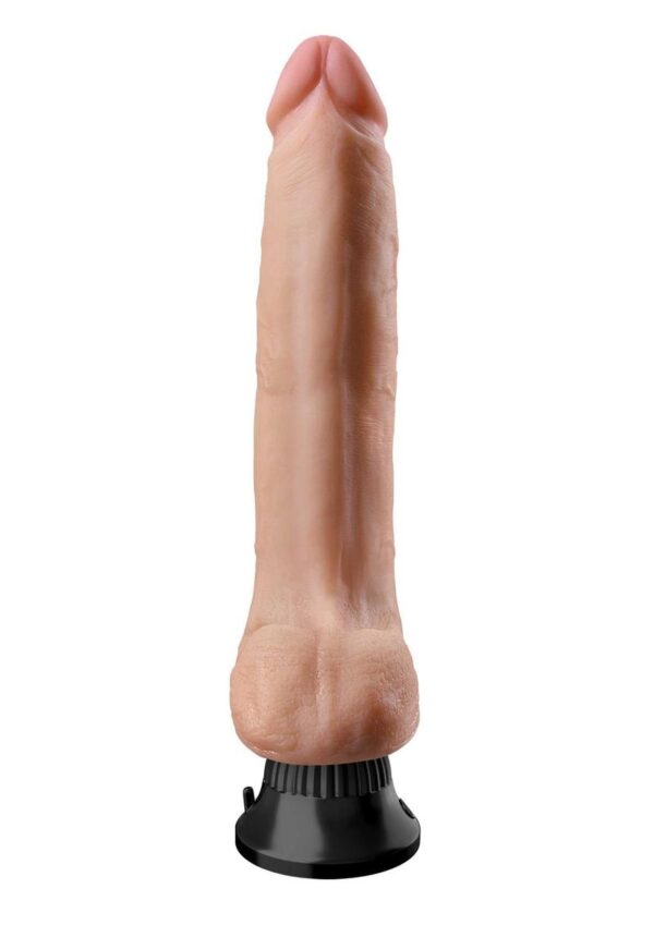 Real Feel Deluxe No. 10 Wallbanger Vibrating Dildo with Balls 10in - Vanilla - Image 3