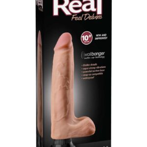 Real Feel Deluxe No. 10 Wallbanger Vibrating Dildo with Balls 10in - Vanilla