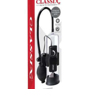 Classix Vibrating Power Penis Pump - Clear and Black