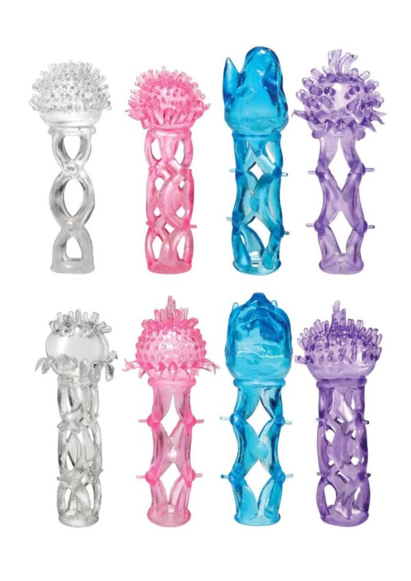 Fantasy X-Tensions Happy Top Stretchable Sleeve with Tickler Top and Penis Cage (8 Per Display) - Assorted - Image 2