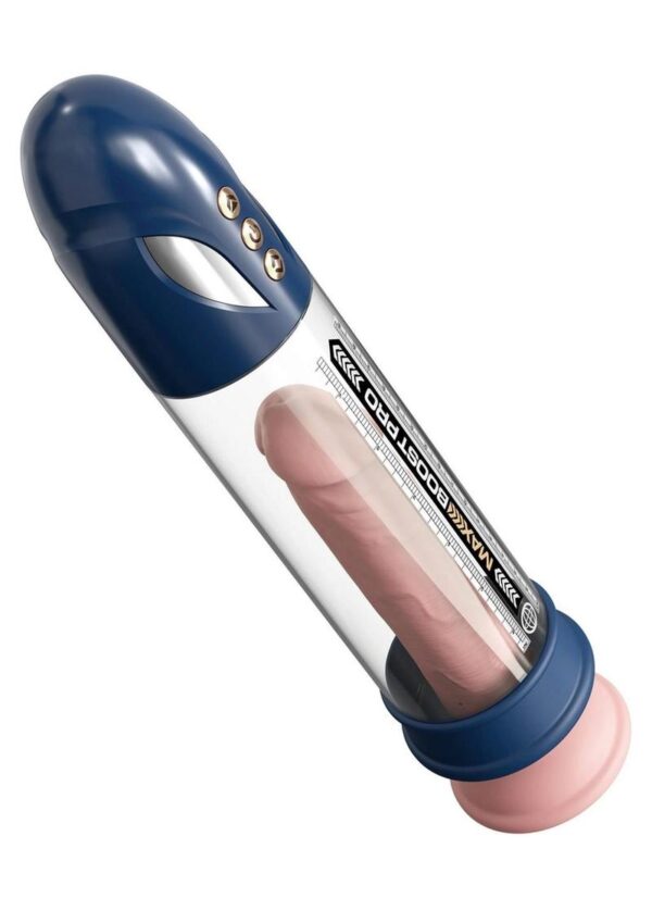 Pump Worx Max Boost Pro Flow Rechargeable Penis Pump - Blue - Image 4