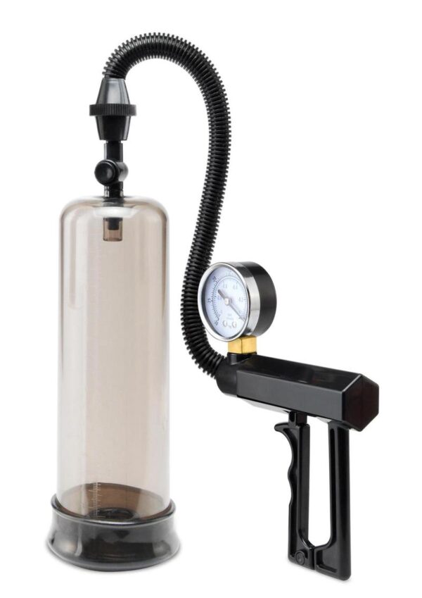 Pump Worx Pistol Grip Power Penis Pump - Clear and Black - Image 3