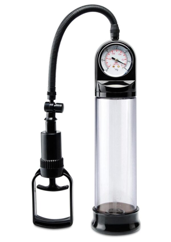 Pump Worx Accu-Meter Power Penis Pump - Clear and Black - Image 3