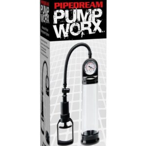 Pump Worx Accu-Meter Power Penis Pump - Clear and Black