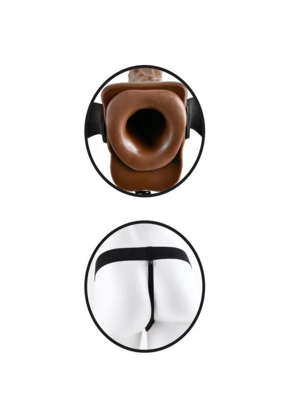 Fetish Fantasy Series Hollow Strap-On Dildo with Balls and Stretchy Harness 7in - Chocolate - Image 3