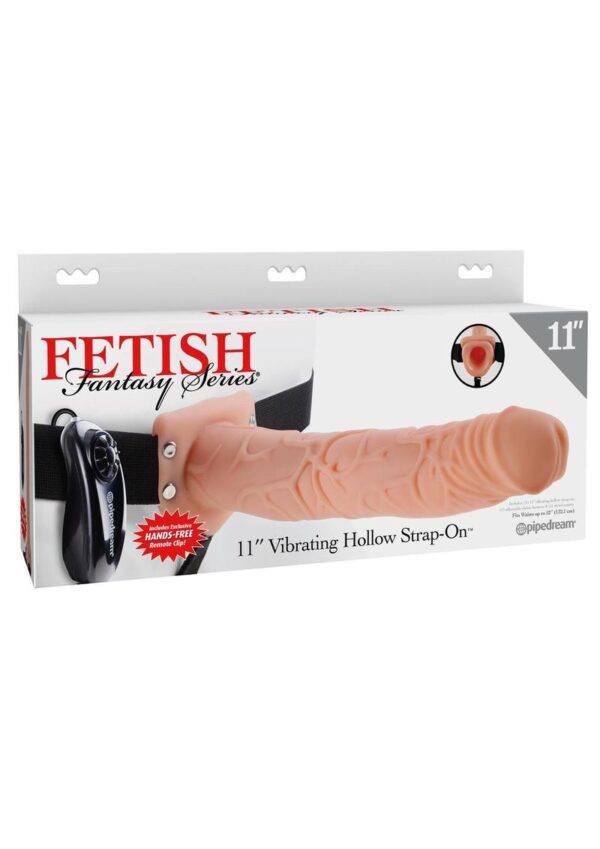 Fetish Fantasy Series Vibrating Hollow Strap-On Dildo and Harness with Wired Remote Control 11in - Vanilla