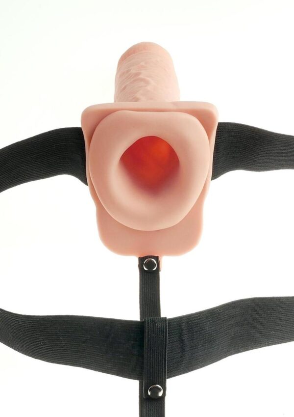 Fetish Fantasy Series Hollow Rechargeable Strap-On Dildo with Balls and Harness 7in - Vanilla - Image 3