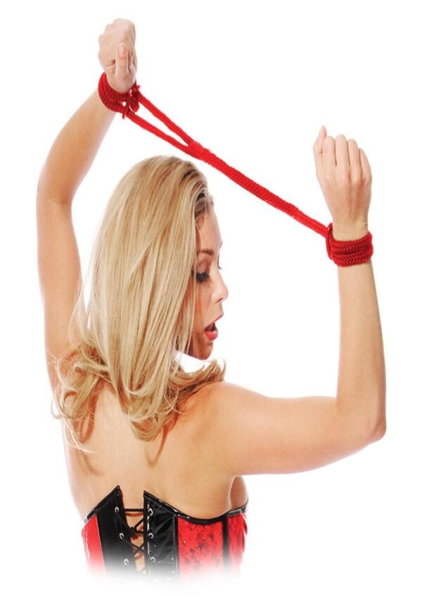 Fetish Fantasy Silk Rope Love Cuffs - Red - Image 3